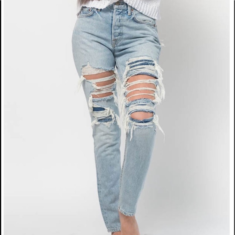 GRLFRND Karolina Hi Waisted Distressed Jeans - Picture 2 of 8
